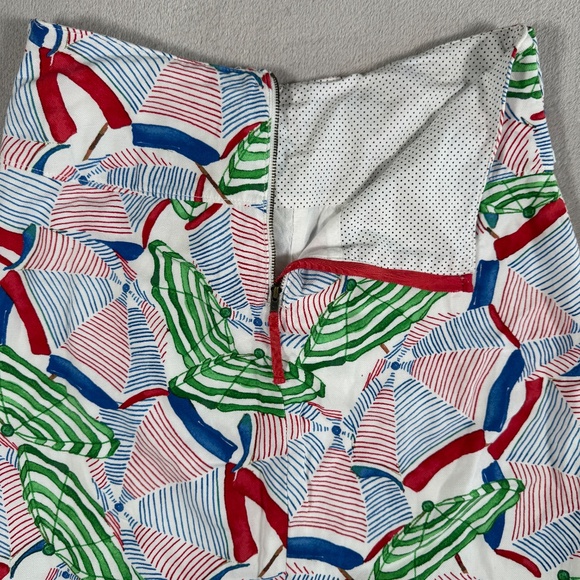 Conversations Anthropologie Skirt Womens 6 Umbrella Print Buttoned Linen Blend - Picture 8 of 13